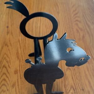 Black Metal Horse Silhouette Wine Holder